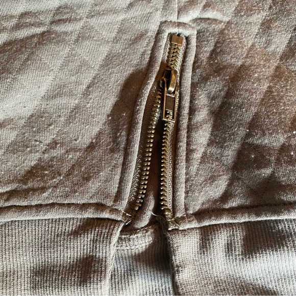 Green Quilted Max Jean Zipper Side Crew Neck Sweater - Picture 4 of 5